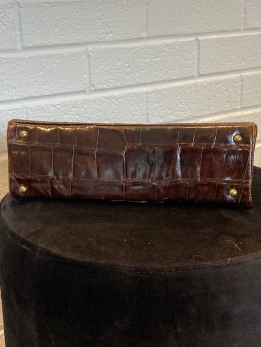 Vintage 1950s Genuine Crocodile Handbag - Brown - FAIR (Handle Repair Needed) - Picture 12 of 16